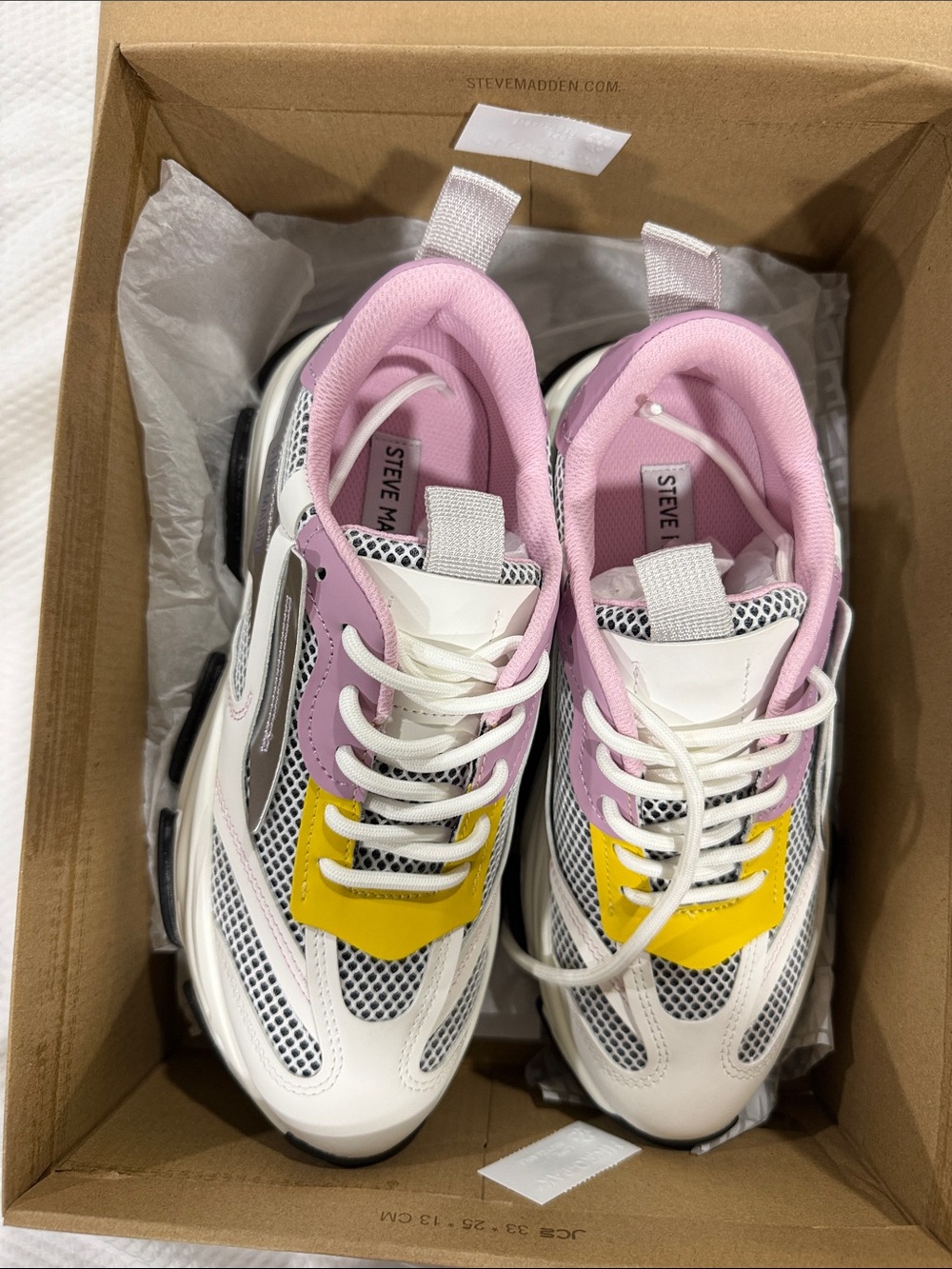 Steve Madden Black Mesh, Pink and White Women's Sneakers